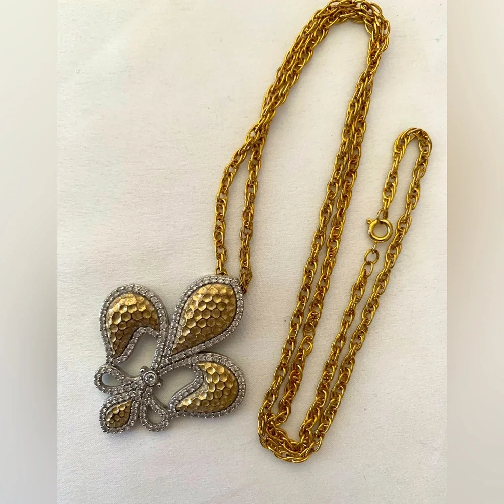 ESPO Fleur de Lis Sterling Silver 925 CZ Vintage Necklace - Picture 5 of 8